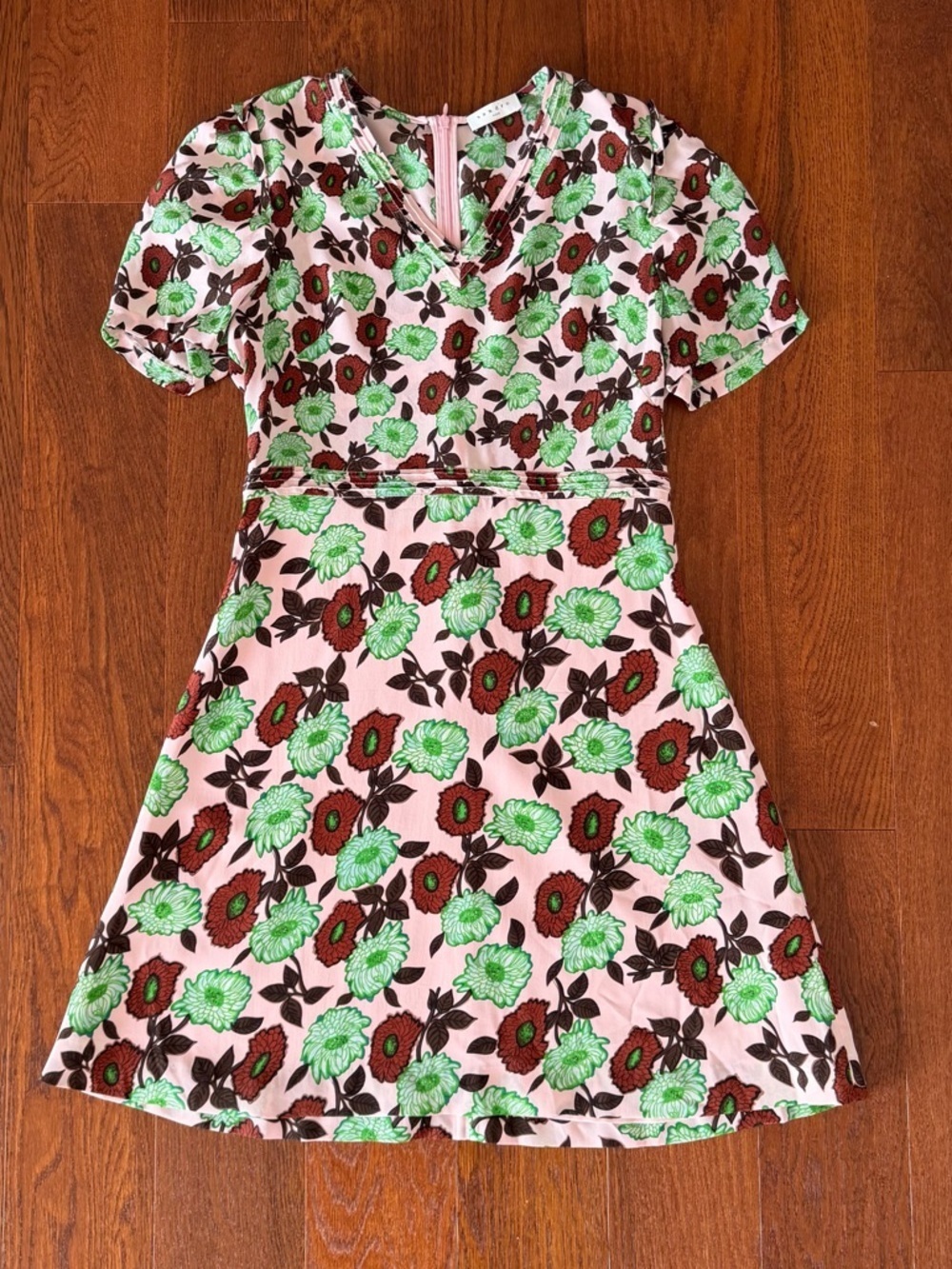 Sandro Antropique Floral Print Silk Dress size 40/ US 8 - Picture 8 of 13